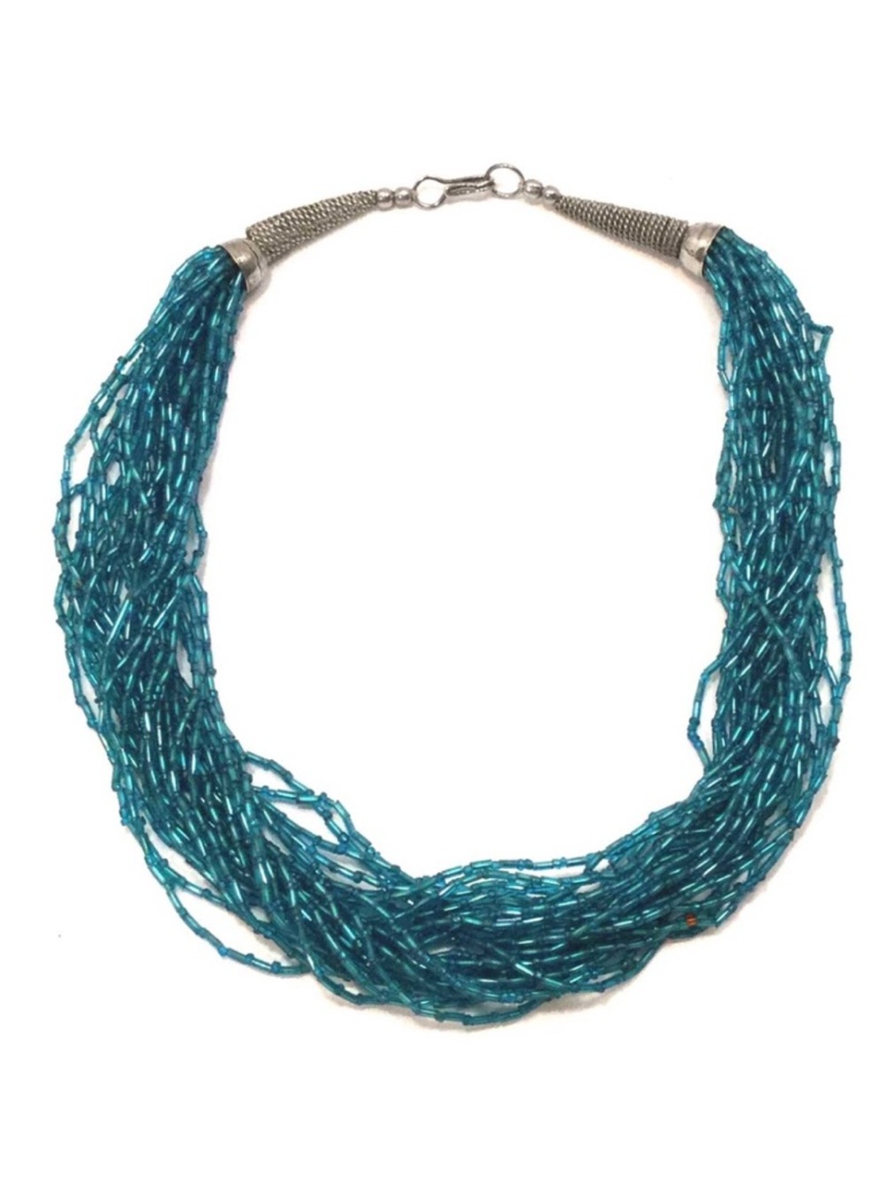 Ladies Necklace/Choker - Turquoise Bugle Beads